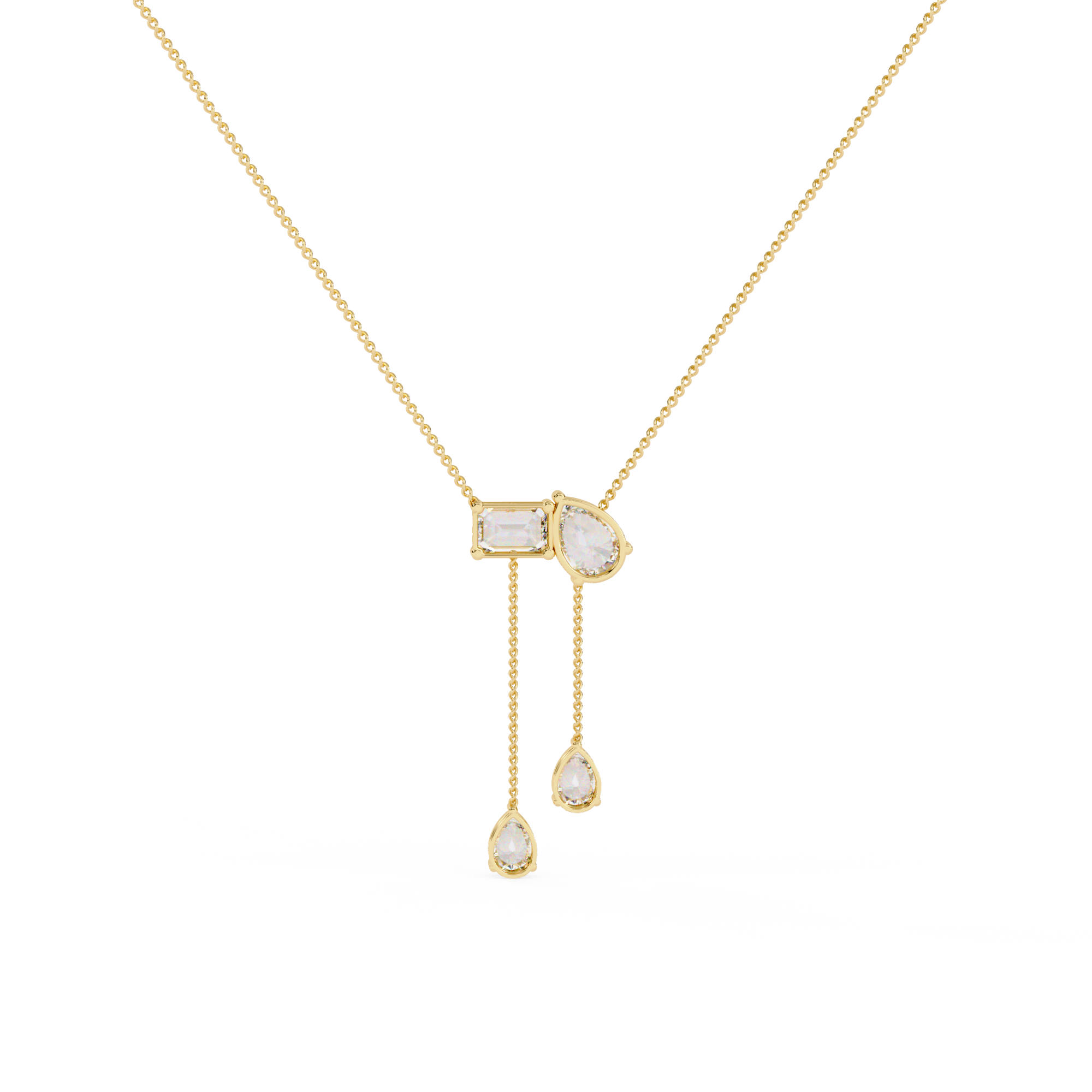Solitairekart 1.59ct Pear and Emerald Cut Natural Diamond Pendant-H Color, VS1 Clarity